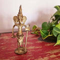 Ganesha Showpiece Handmade in Metal | Dhokra Craft - H - 7 inches X W - 2.5 inches / Brass