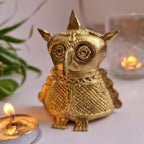 Dhokra Metal Handmade Owl Showpiece| H- 3.5 inches x W- 2.5 inches| Brass