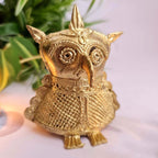 Dhokra Metal Handmade Owl Showpiece| H- 3.5 inches x W- 2.5 inches| Brass