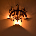 Tea light holder made in Bastar Tribal Art with Wrought Iron Lamp| 11.5 Inch x 11.5 Inch