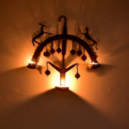 Tea light holder made in Bastar Tribal Art with Wrought Iron Lamp| 11.5 Inch x 11.5 Inch