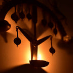 Tea light holder made in Bastar Tribal Art with Wrought Iron Lamp| 11.5 Inch x 11.5 Inch