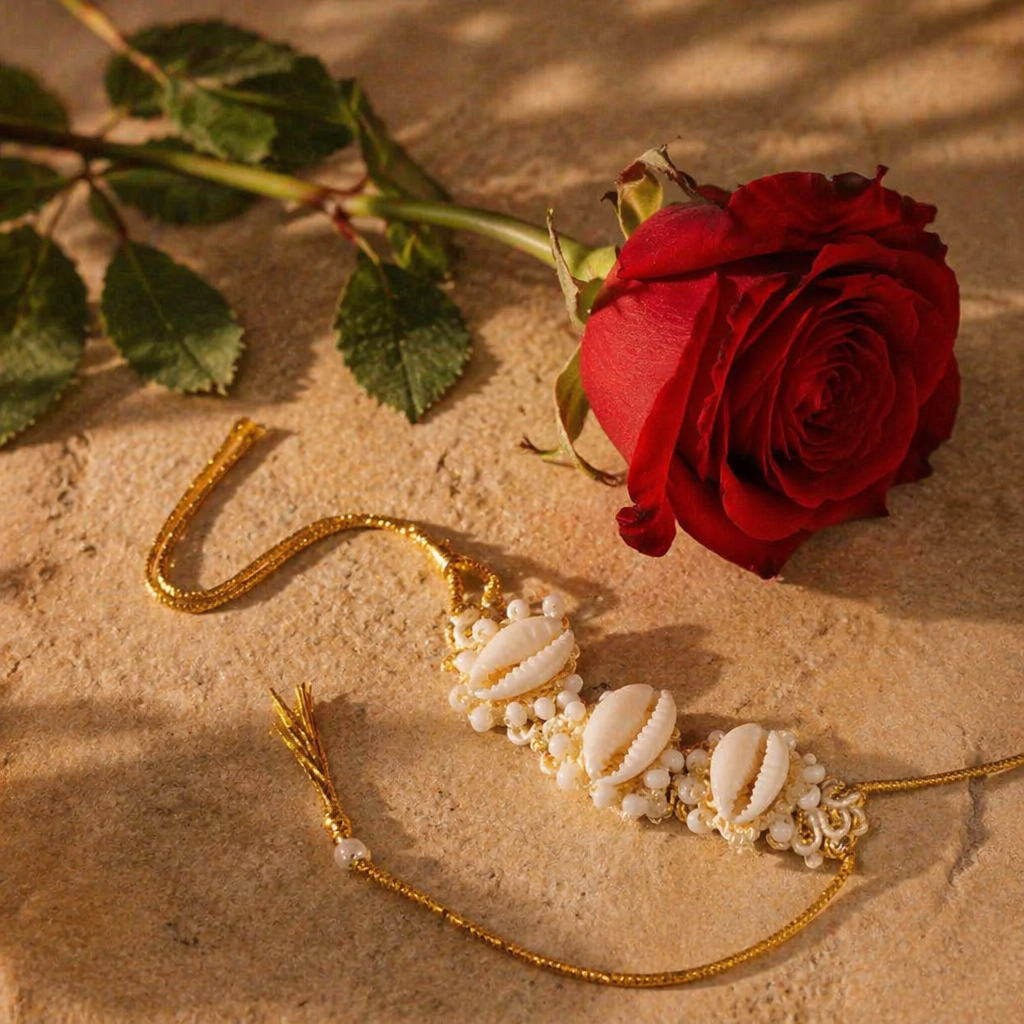 Cowry Shell — Handmade Pearl Rakhi