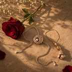 Hand-Strung — Gold Gota Cowrie Rakhi & Lumba