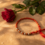 Hand-Strung Panchmukhi Sutra — Small Silver Bead Rakhi
