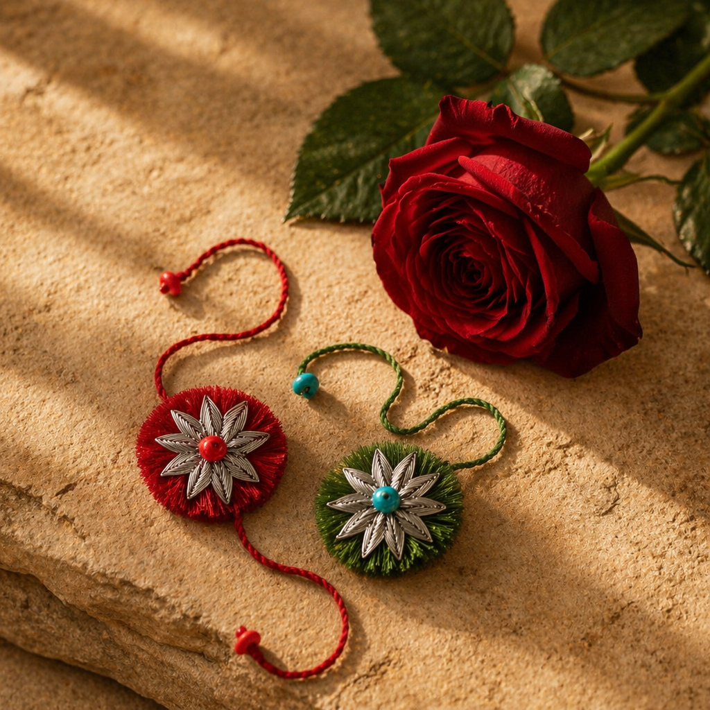 Zardozi Star — Tasseled Rakhi Duo