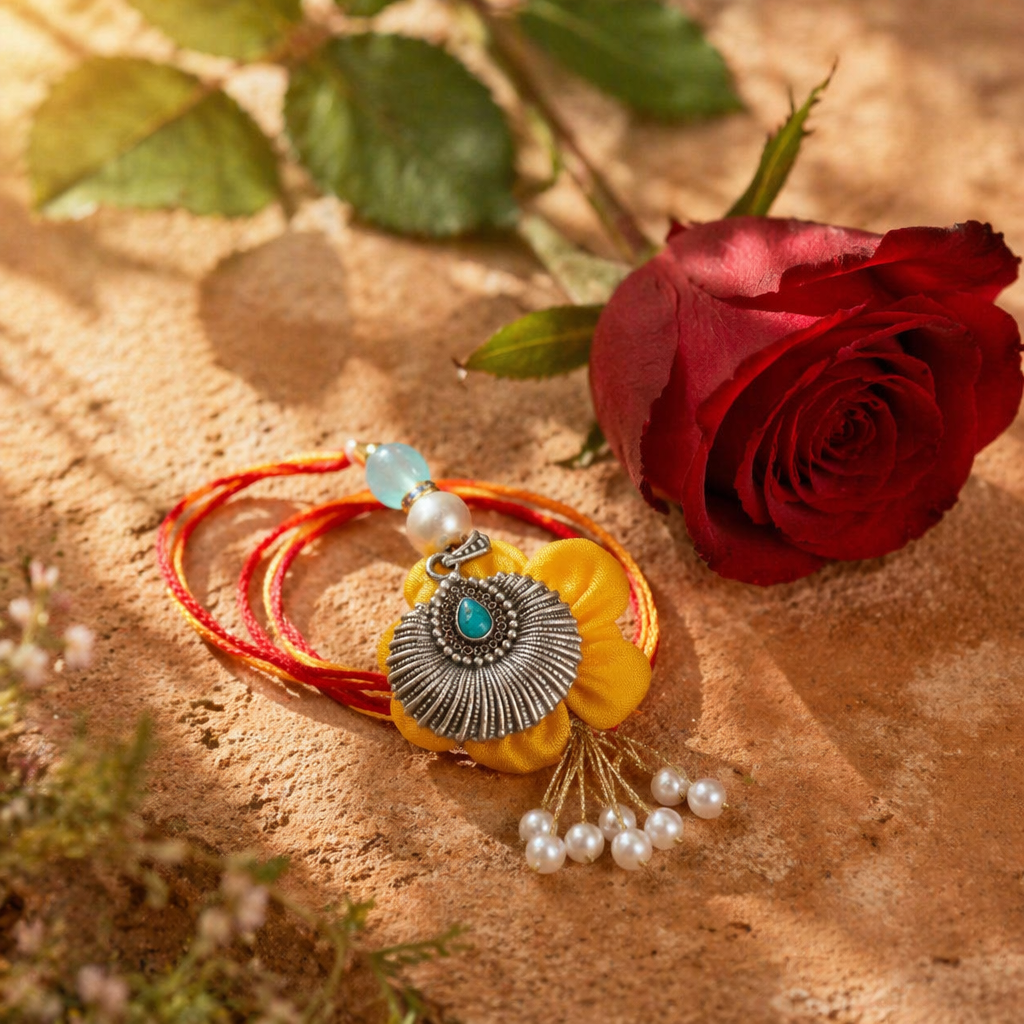 Handcrafted Sterling Silver — Sea Shell Lumba Rakhi