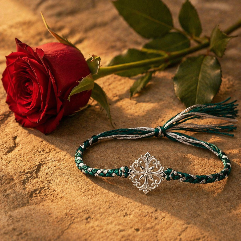 Filigree Bloom — Silver Rakhi for Brother