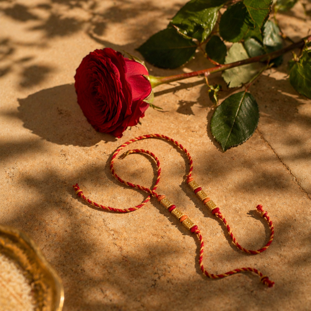 Swarna Gold — Hand-Strung Rakhi Duo