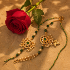 Green Kundan — Handcrafted Bhaiya-Bhabhi Rakhi Duo
