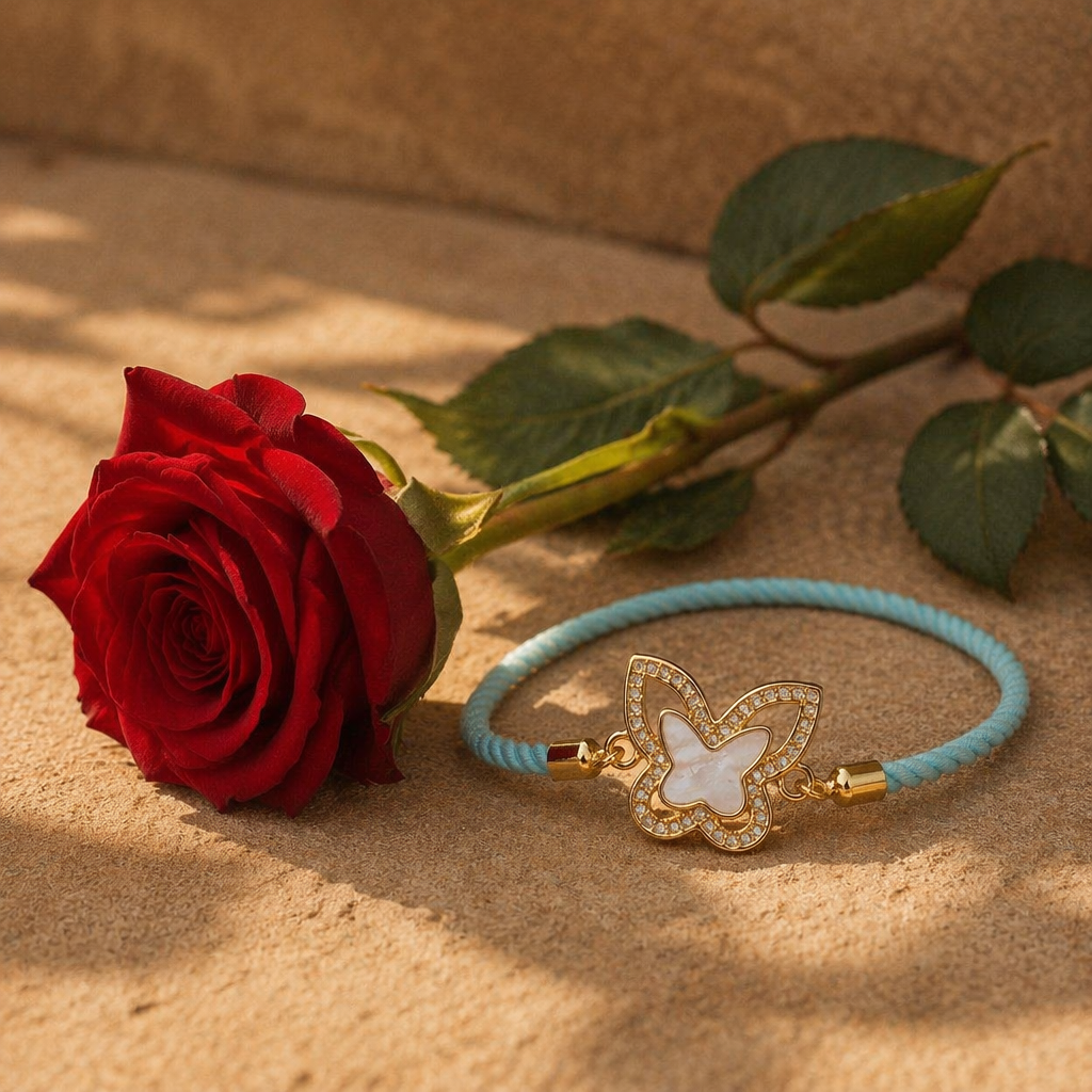 Hand-Set Butterfly Bliss — Sister's Bracelet Rakhi