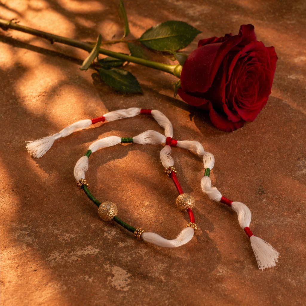 Nitya Zari — Hand-Strung Dori Rakhi Set