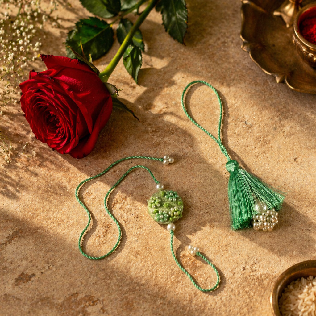 Sage Tassel — Hand-Strung Rakhi & Lumba
