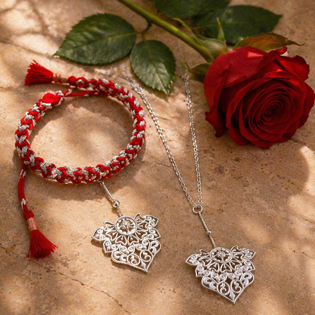 Hand-Wrought Filigree — Silver Lumba Rakhi for Bhabhi
