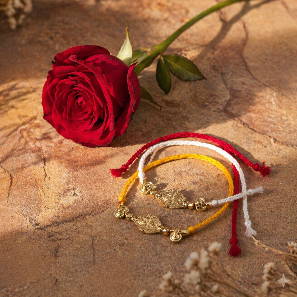 Hand-Finished Cast Brass — Diamond Charm Rakhi