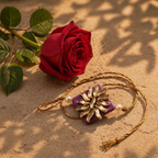 Hand-Set Kundan — Lavender Rakhi for Brother