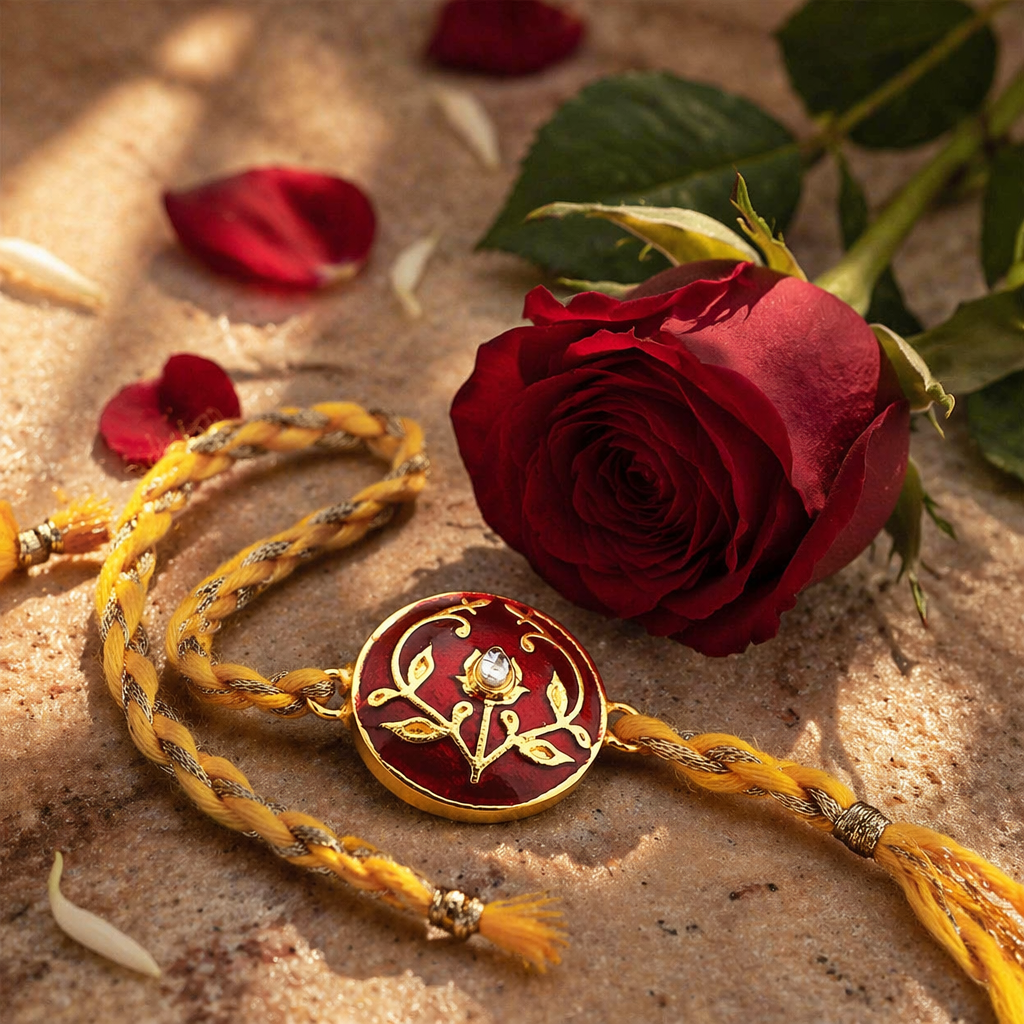 Meenakari Buta — Handcrafted Brass Rakhi