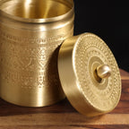 Brass Jar with Lid for Tea or Sugar and Spice in Kitchen Use | Pure Brass | Handmade in India - Brass / Large / Natural