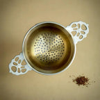 Brass Tea Strainer & Bowl For Everyday Luxury Kitchen Usage | Handmade In India - 7.5cm x 12.5cm / Brass / Natural