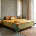 Citrine Yellow and Green Cotton Bed Cover | Marigold Collection - 60 x 90 Inches / Pure Cotton / Citrine Yellow Green