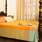 Citrine Yellow and Green Cotton Bed Cover | Marigold Collection - 60 x 90 Inches / Pure Cotton / Citrine Yellow Green