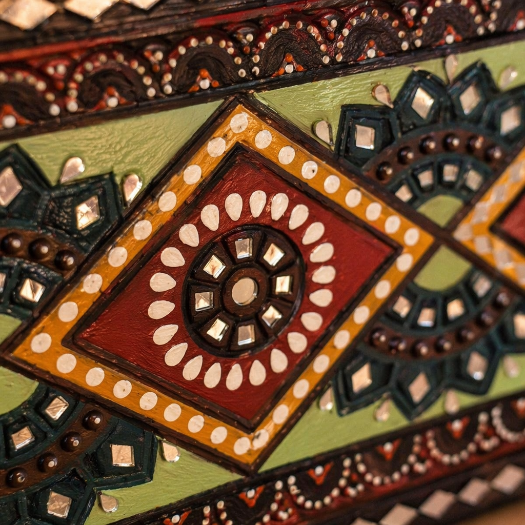 Lippan Wall Panel Forest Green and Earth Brown, The Art Wall. Handmade in India by House of Taraasha.
