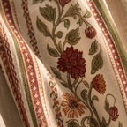 Floral Border Block-Print Sheer Door Curtain, The Draped Window. Handmade in India by House of Taraasha.