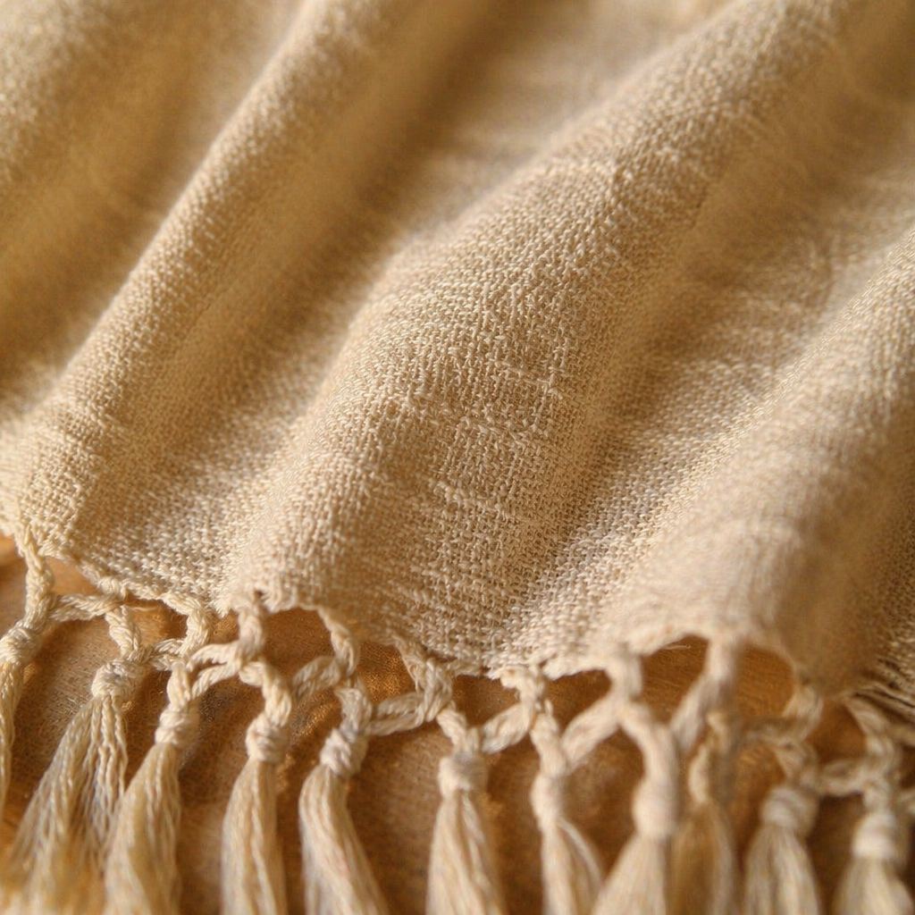 Leaf Green and Beige Handwoven Cotton Bed Cover, The Linen Room. Handmade in India by House of Taraasha.
