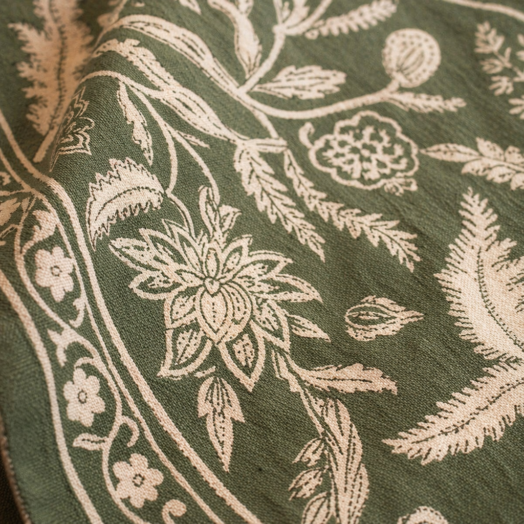 Cotton Canvas Runner Aqua Green, The Gathered Table. Handmade in India by House of Taraasha.