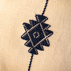 Naga Indigo Bloom Backstrap-Loom Floral Cushion Cover, The Living Room. Handmade in India by House of Taraasha.