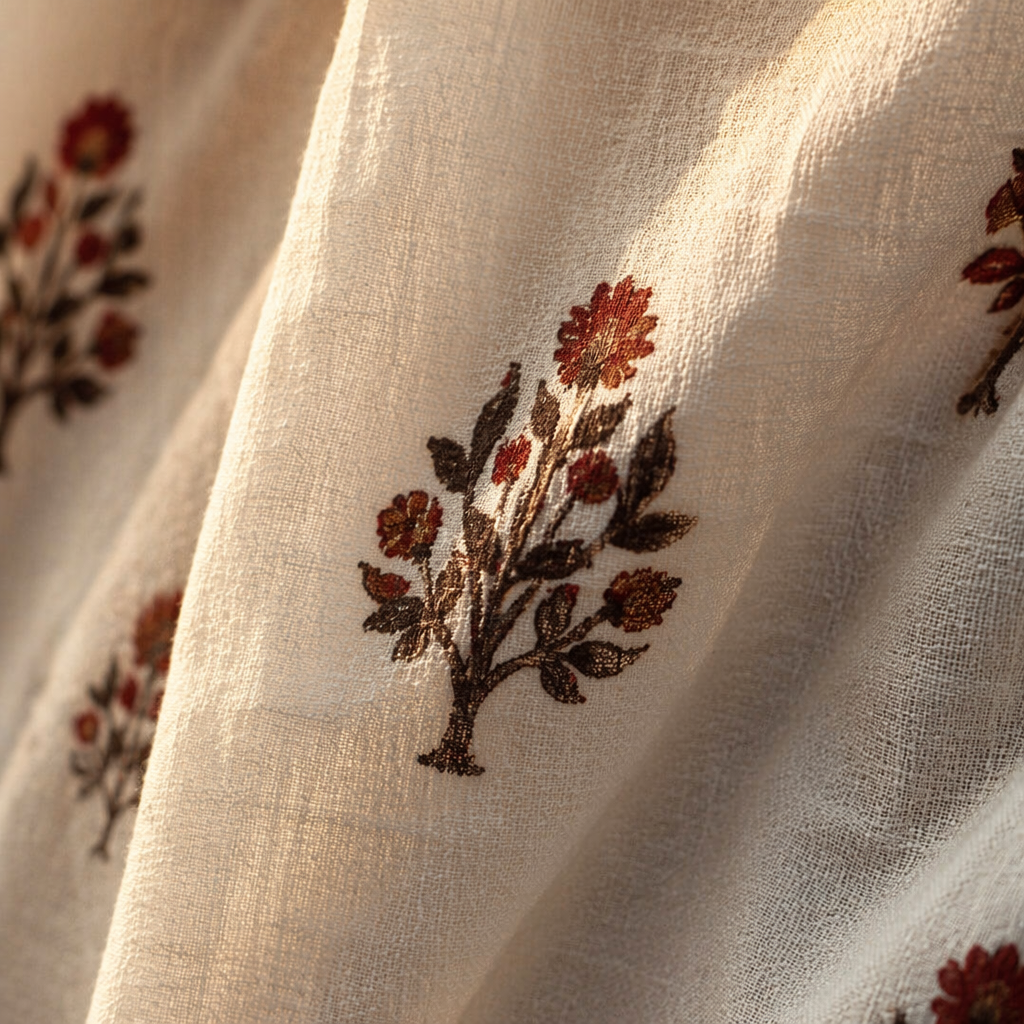 Handwoven & Mulmul Sheer Blue and Dusty Pink Curtain Set, The Draped Window. Handmade in India by House of Taraasha.