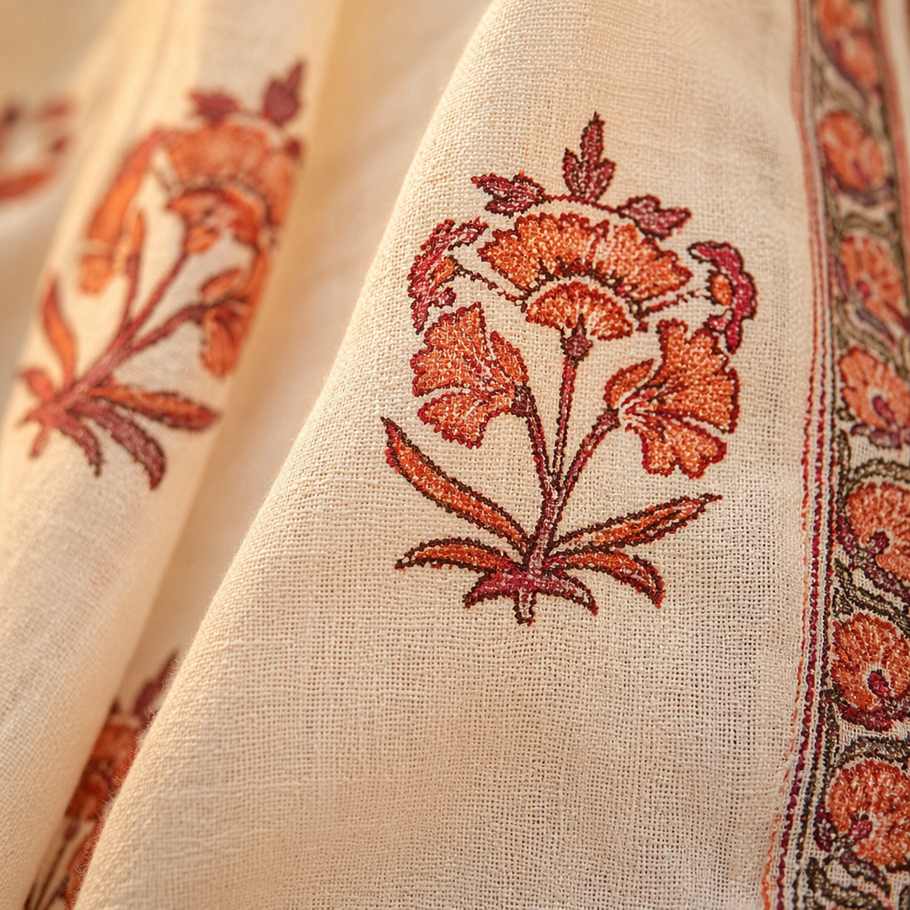 Royal Courtyards Dusty Pink & Off-White Woven-Sheer Set of Four, The Draped Window. Handmade in India by House of Taraasha.