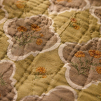 Sage Green Marigold Mulmul Quilt, The Linen Room. Handmade in India by House of Taraasha.