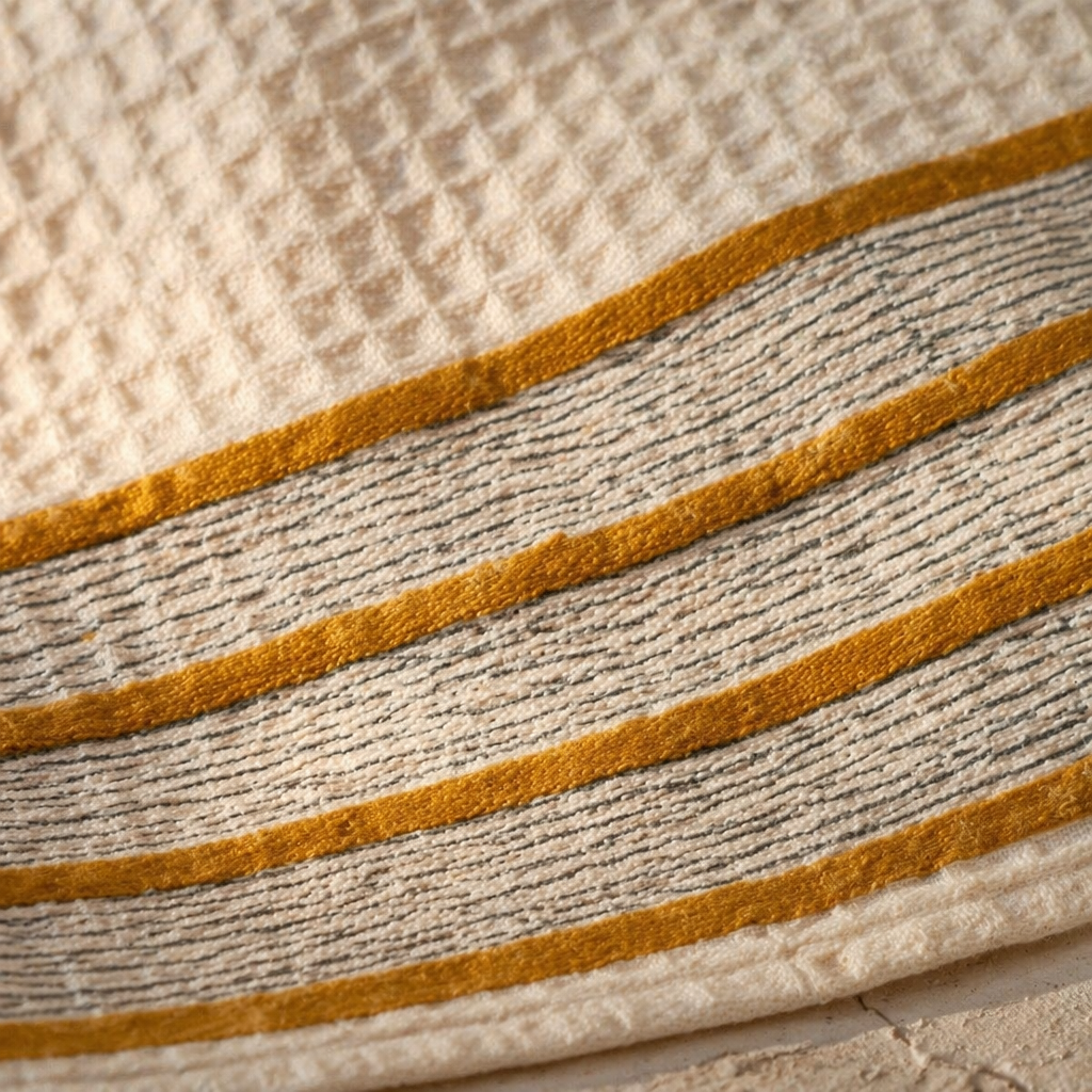 Floral Hand-Printed Waffle Weave Bath Towel, The Linen Room. Handmade in India by House of Taraasha.