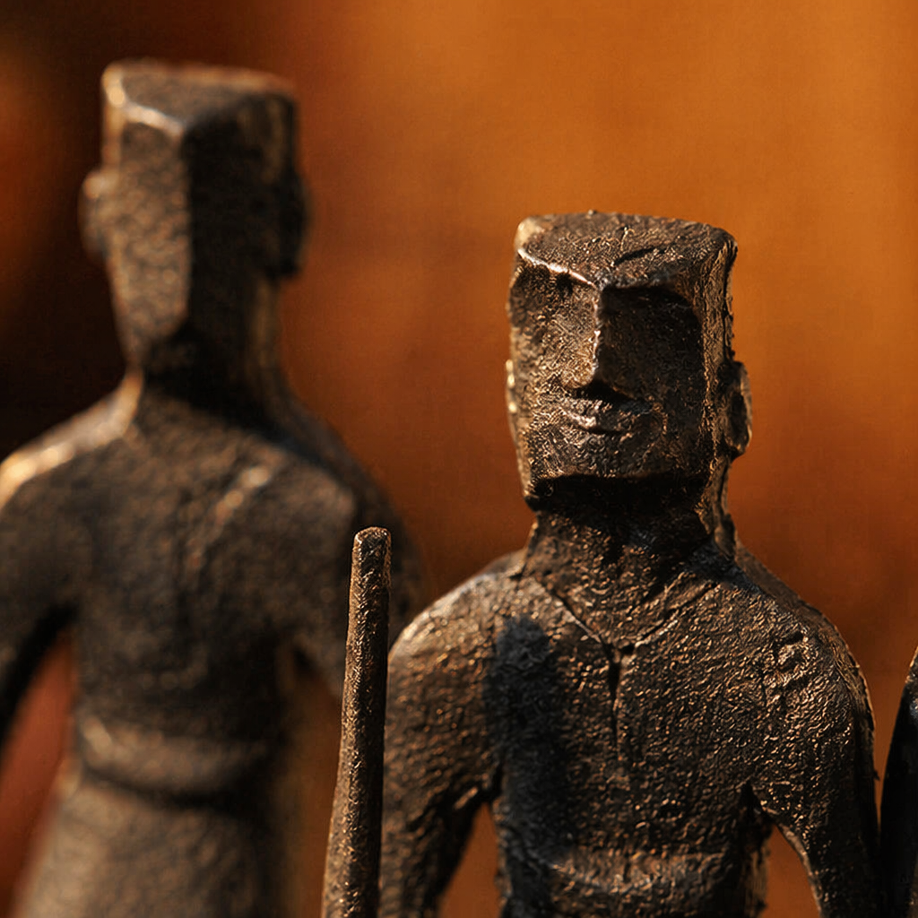 Bastar Wrought Iron Standing Musicians Duo, Tribal Stories. Handmade in India by House of Taraasha.
