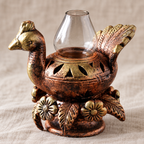 Mayur Jyot: Peacock Terracotta Akhand Diya with Glass Top