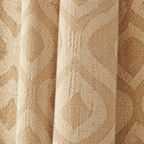 Karhuwa Cutwork Beige and White Semi-Sheer Curtain, The Draped Window. Handmade in India by House of Taraasha.