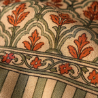 Royal Courtyards Green & Dusty Pink Woven-Printed Set of Three, The Draped Window. Handmade in India by House of Taraasha.
