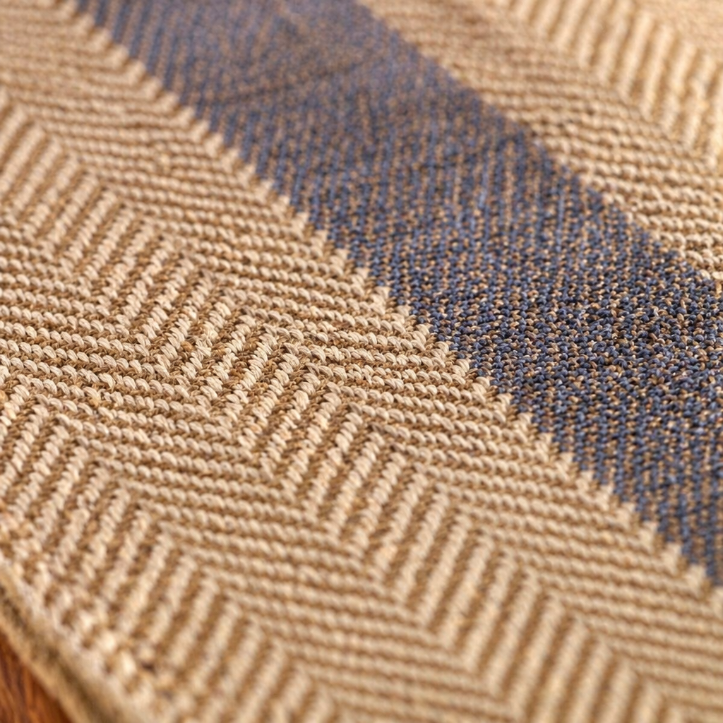 Madur Blue Handwoven Grass Table Runner, The Gathered Table. Handmade in India by House of Taraasha.