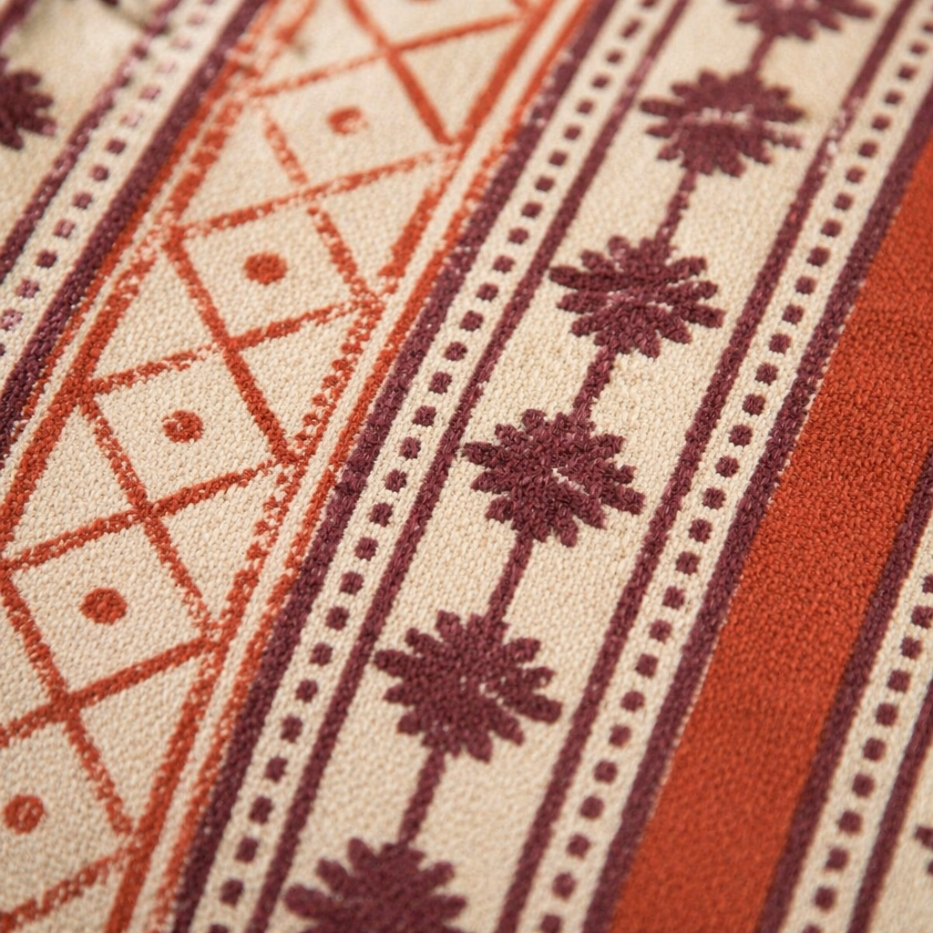 Maroon & Black Hand Block-Printed Cotton Cushion Cover, The Living Room. Handmade in India by House of Taraasha.