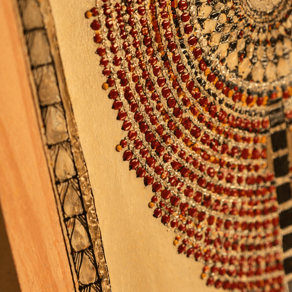 Pattachitra Tree of Life National Award Artist, Tussar Silk, The Art Wall. Handmade in India by House of Taraasha.