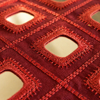 Lambani Mirrorwork Runner Maroon, The Gathered Table. Handmade in India by House of Taraasha.