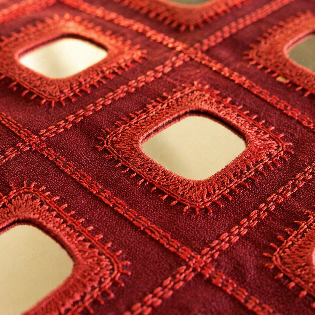 Lambani Mirrorwork Runner Maroon, The Gathered Table. Handmade in India by House of Taraasha.