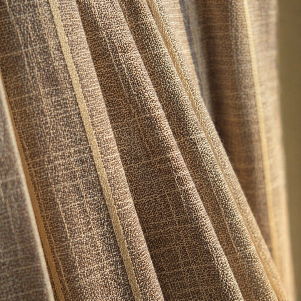 Charcoal Stripe Handwoven Semi-Blackout Cotton Curtain, The Draped Window. Handmade in India by House of Taraasha.