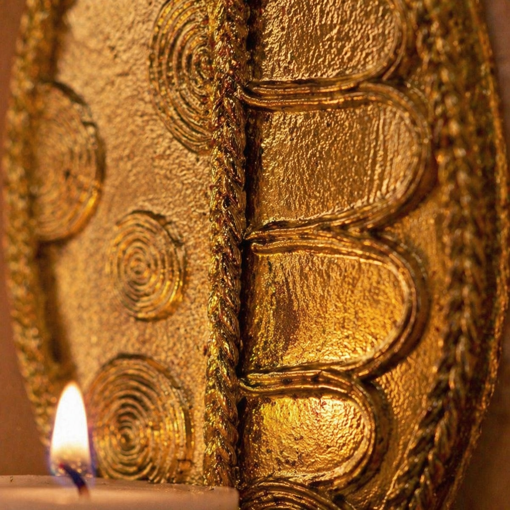Dhokra Parna Brass Leaf Tealight Holders, Tribal Stories. Handmade in India by House of Taraasha.