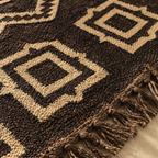 Monochrome Geometric Punja-Woven Jute & Wool Rug, The Woven Floor. Handmade in India by House of Taraasha.