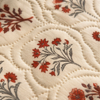 Ornate Florals Rust and Maroon Reversible Quilt, The Linen Room. Handmade in India by House of Taraasha.