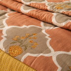 Rust & Taupe Marigold Cotton Quilt, The Linen Room. Handmade in India by House of Taraasha.