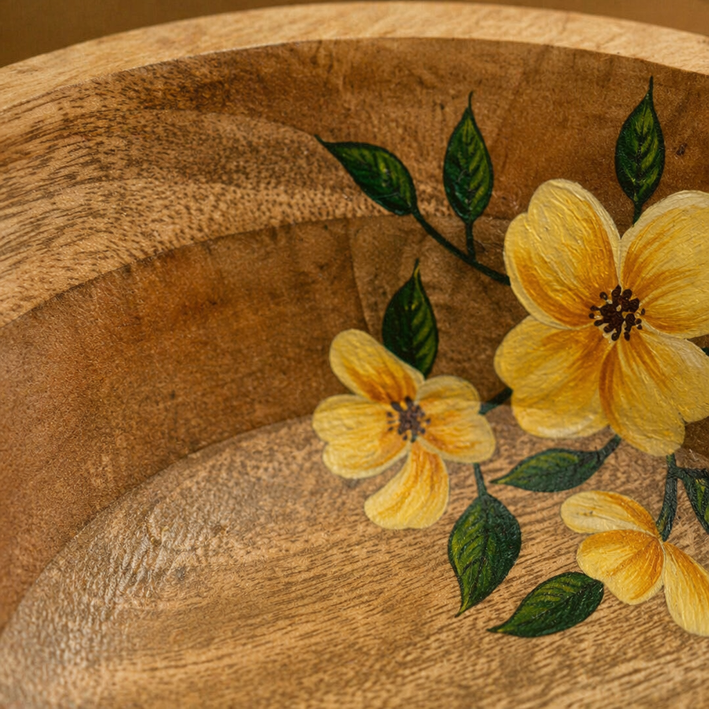 Rajasthan Hand-Painted Sheesham Wood Serving Bowl, The Brass Atelier. Handmade in India by House of Taraasha.
