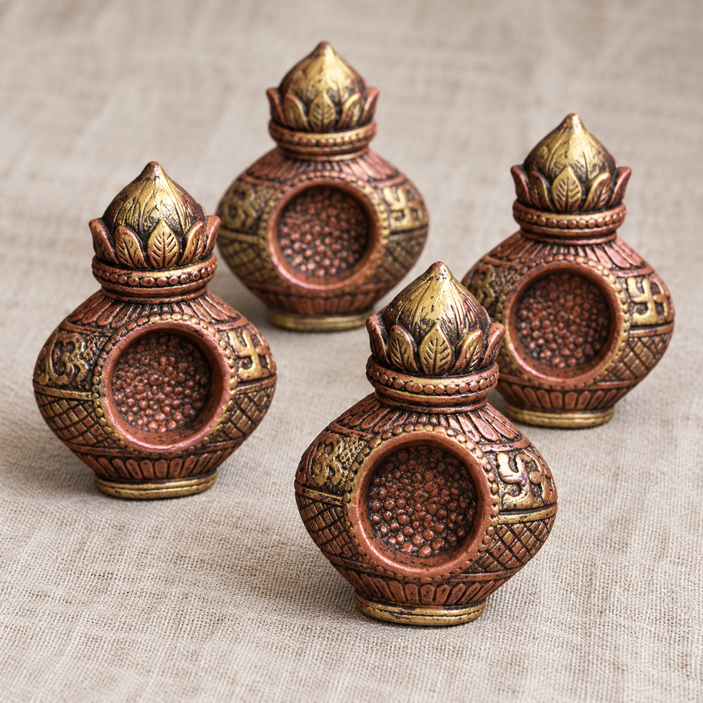 Kalash: Kalash Terracotta Tea Light Holders, Set of 4 or 2